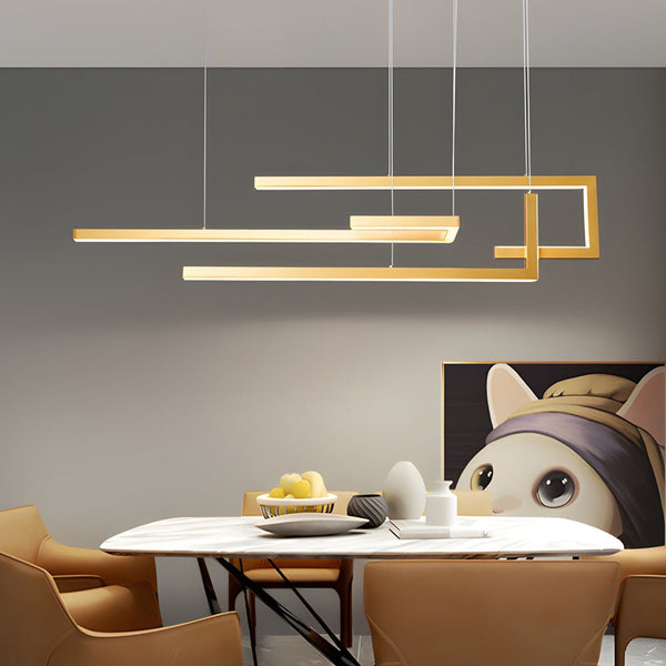 Dimmable Geometric LED Chandelier with Remote Control - Nordic Style Dining Light Fixture