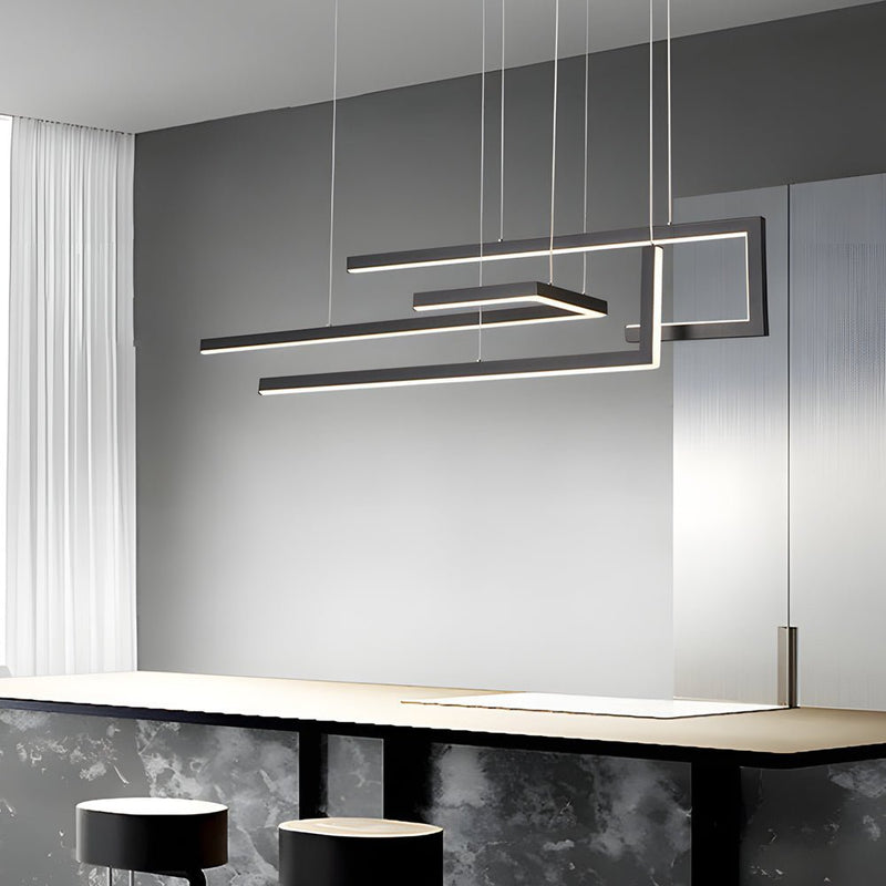 Dimmable Geometric LED Chandelier with Remote Control - Nordic Style Dining Light Fixture