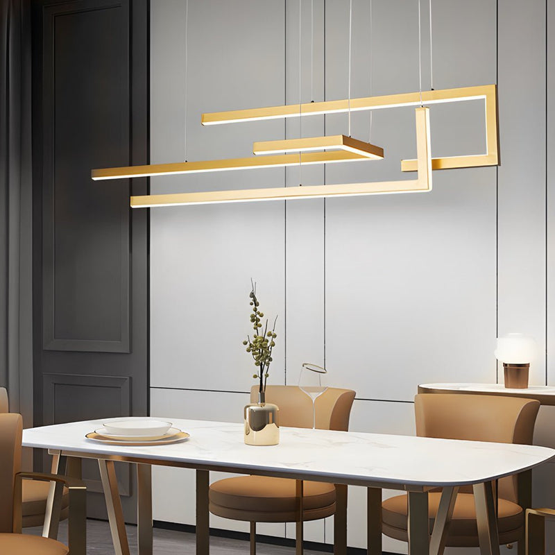 Dimmable Geometric LED Chandelier with Remote Control - Nordic Style Dining Light Fixture