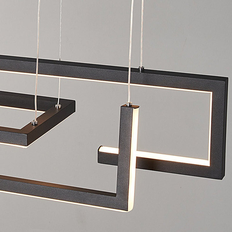 Dimmable Geometric LED Chandelier with Remote Control - Nordic Style Dining Light Fixture