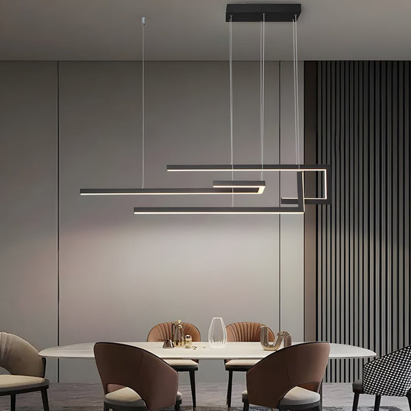 Dimmable Geometric LED Chandelier with Remote Control - Nordic Style Dining Light Fixture