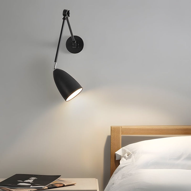 Adjustable Swing Arm Wall Lamp - 1-Bulb Rocker Arm Sconce with 3 Flexible Joints - Modern Wall-Mounted Lighting Fixture