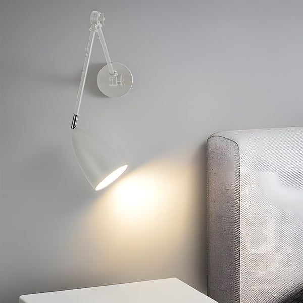 Adjustable Swing Arm Wall Lamp - 1-Bulb Rocker Arm Sconce with 3 Flexible Joints - Modern Wall-Mounted Lighting Fixture