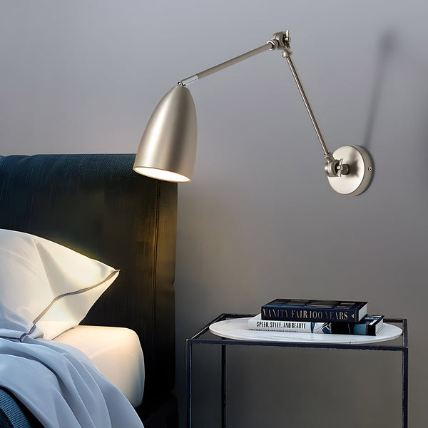 Adjustable Swing Arm Wall Lamp - 1-Bulb Rocker Arm Sconce with 3 Flexible Joints - Modern Wall-Mounted Lighting Fixture