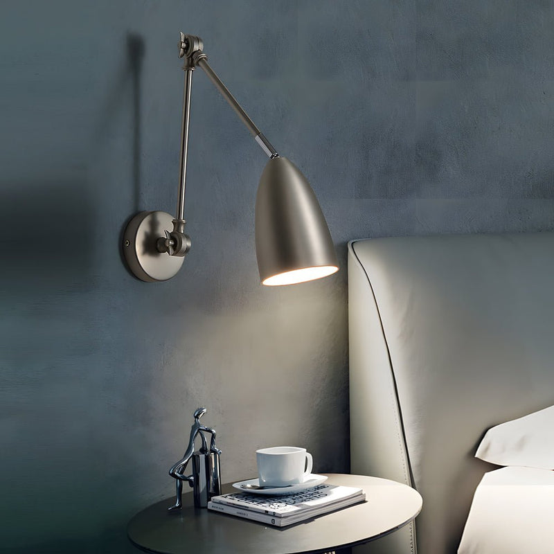 Adjustable Swing Arm Wall Lamp - 1-Bulb Rocker Arm Sconce with 3 Flexible Joints - Modern Wall-Mounted Lighting Fixture