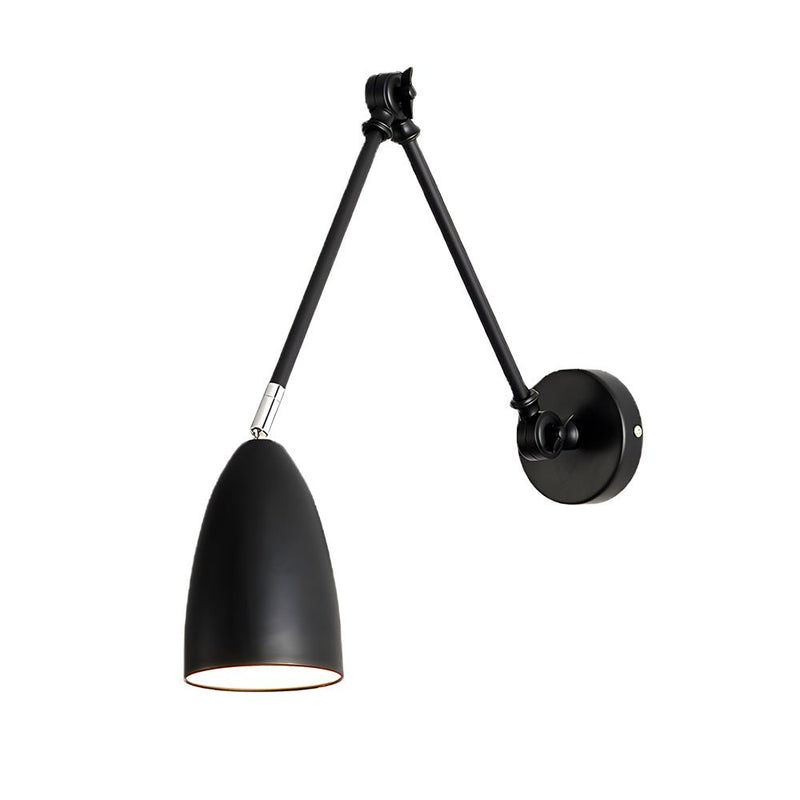 Adjustable Swing Arm Wall Lamp - 1-Bulb Rocker Arm Sconce with 3 Flexible Joints - Modern Wall-Mounted Lighting Fixture
