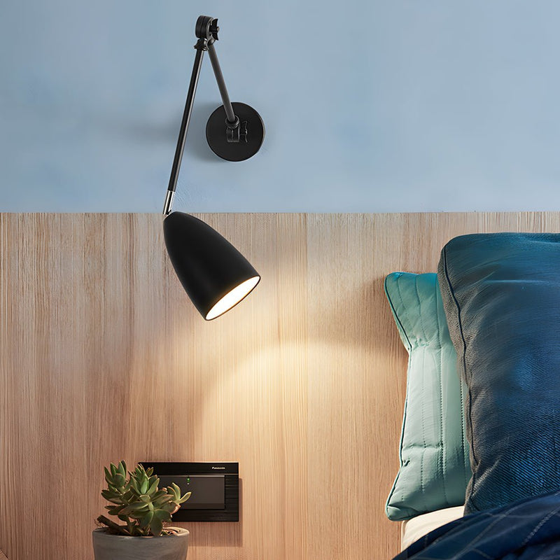 Adjustable Swing Arm Wall Lamp - 1-Bulb Rocker Arm Sconce with 3 Flexible Joints - Modern Wall-Mounted Lighting Fixture
