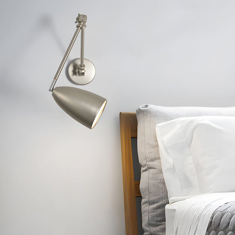 Adjustable Swing Arm Wall Lamp - 1-Bulb Rocker Arm Sconce with 3 Flexible Joints - Modern Wall-Mounted Lighting Fixture