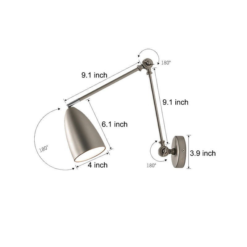 Adjustable Swing Arm Wall Lamp - 1-Bulb Rocker Arm Sconce with 3 Flexible Joints - Modern Wall-Mounted Lighting Fixture