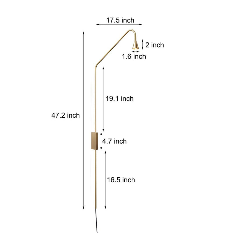 Swing Arm Wall Lamp - Modern Austere Design in Black & Gold Finish