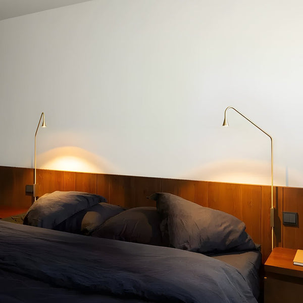 Swing Arm Wall Lamp - Modern Austere Design in Black & Gold Finish