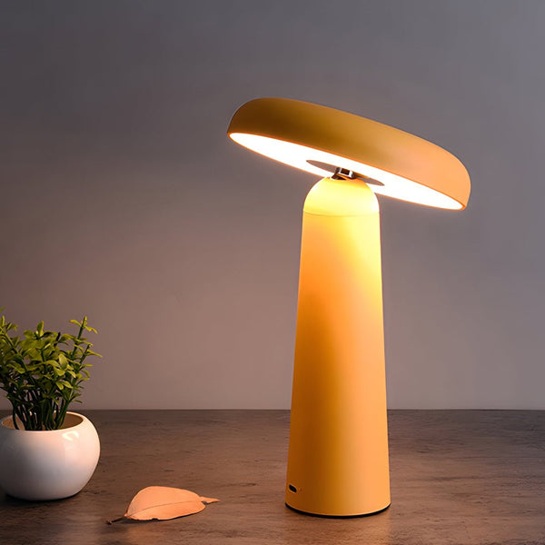 Dimmable Tiltable Mushroom Table Lamp - USB Rechargeable Touch Control - Modern LED Design for Home & Office