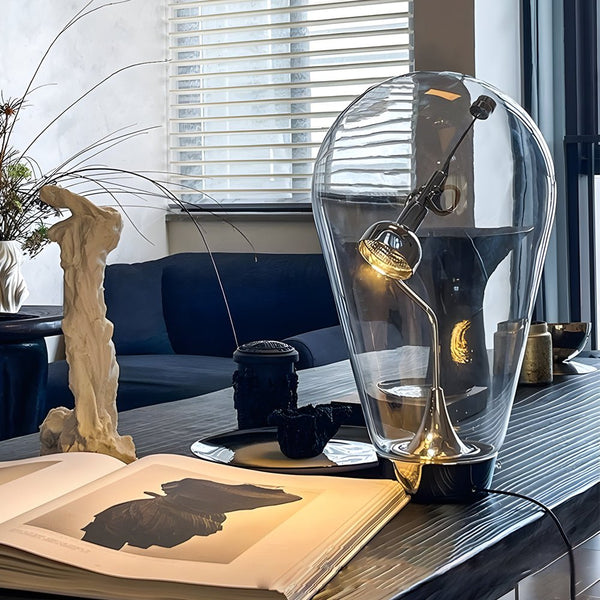 Touch-Dimming Glass Desk Lamp with Industrial Magnetic Control - Perfect for Home Office Lighting