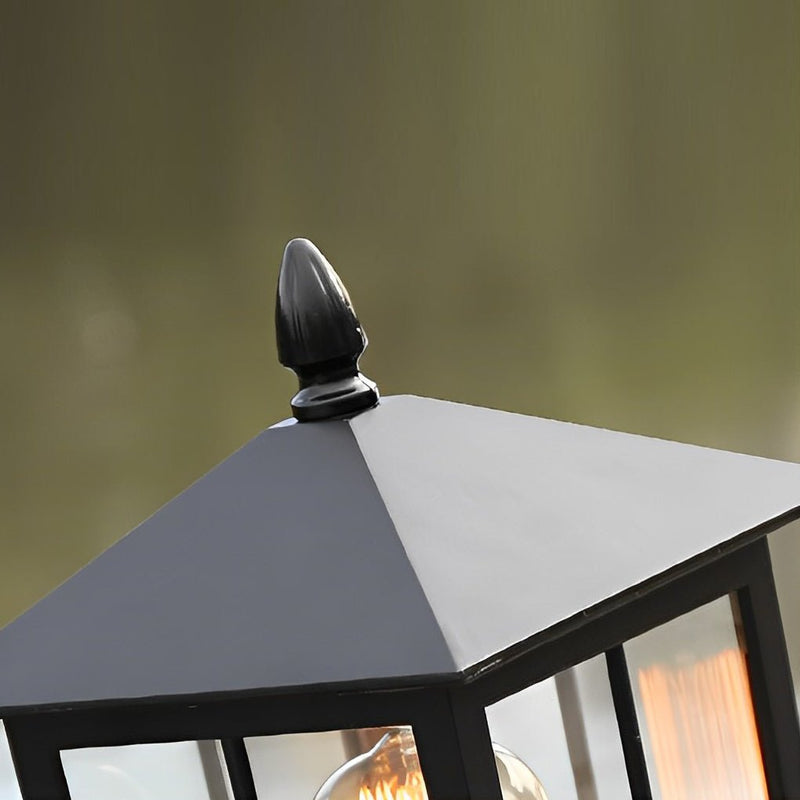 Classic Black Waterproof Solar Pillar Lights - Traditional Square LED Design for Outdoor Lighting