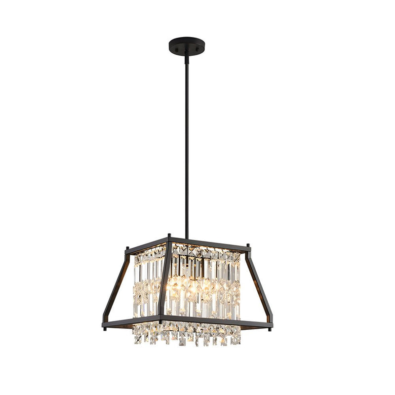 Elegant Trapezoidal Black Metallic Crystal Chandeliers for Dining Rooms - Available in 2 Sizes