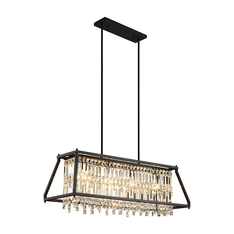 Elegant Trapezoidal Black Metallic Crystal Chandeliers for Dining Rooms - Available in 2 Sizes