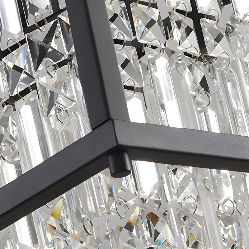 Elegant Trapezoidal Black Metallic Crystal Chandeliers for Dining Rooms - Available in 2 Sizes