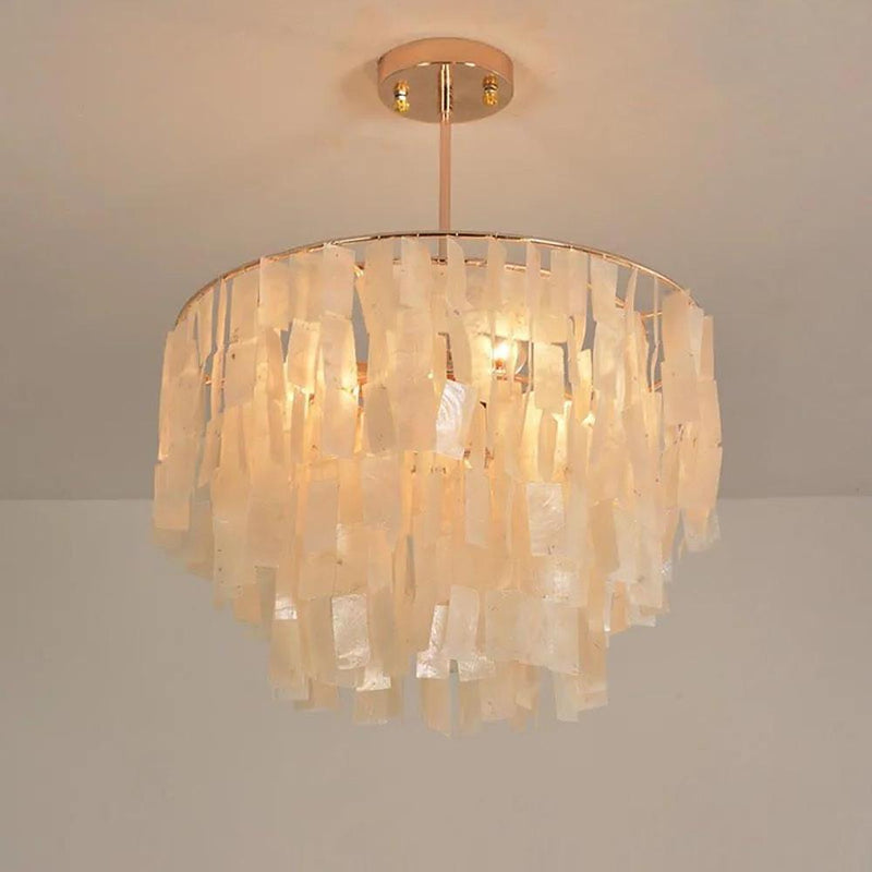 Modern Shell-Shaped Capiz Chandeliers | Contemporary Rustic Lighting for Elegant Home Decor