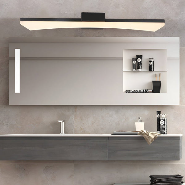 Modern Ultra-Sleek Curved Linear LED Vanity Light - Stylish Lighting for Contemporary Bathrooms