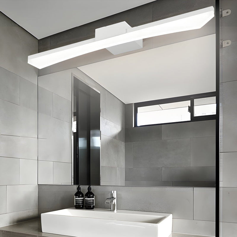 Modern Ultra-Sleek Curved Linear LED Vanity Light - Stylish Lighting for Contemporary Bathrooms