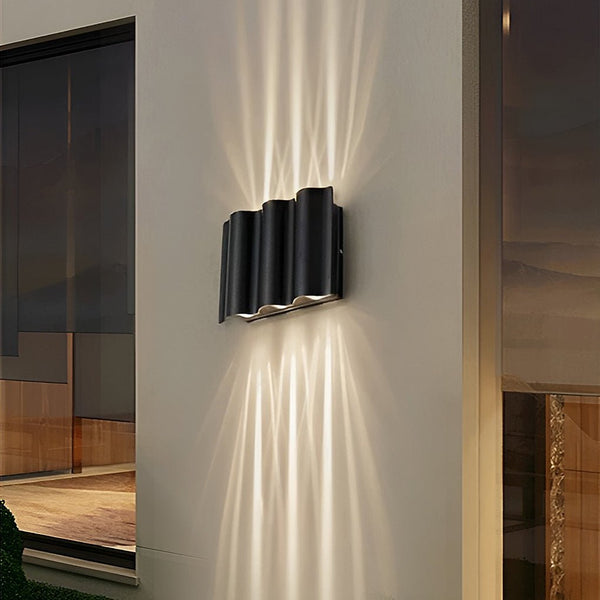 Arc Waterproof LED Wave Wall Sconces - Stylish Outdoor Up & Down Lighting for Patios & Gardens