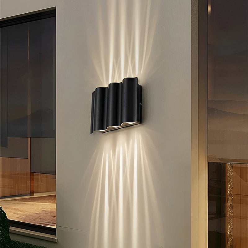 Arc Waterproof LED Wave Wall Sconces - Stylish Outdoor Up & Down Lighting for Patios & Gardens