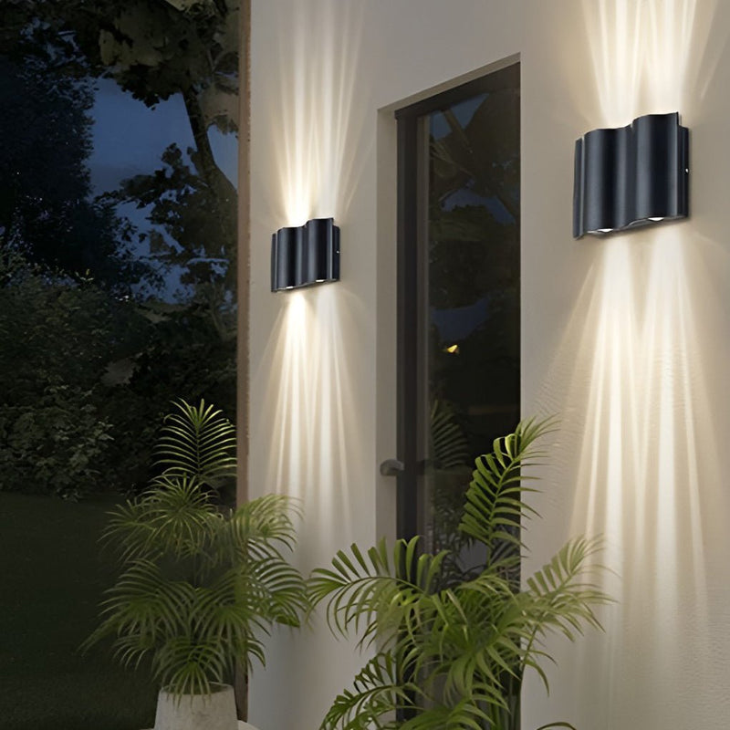 Arc Waterproof LED Wave Wall Sconces - Stylish Outdoor Up & Down Lighting for Patios & Gardens