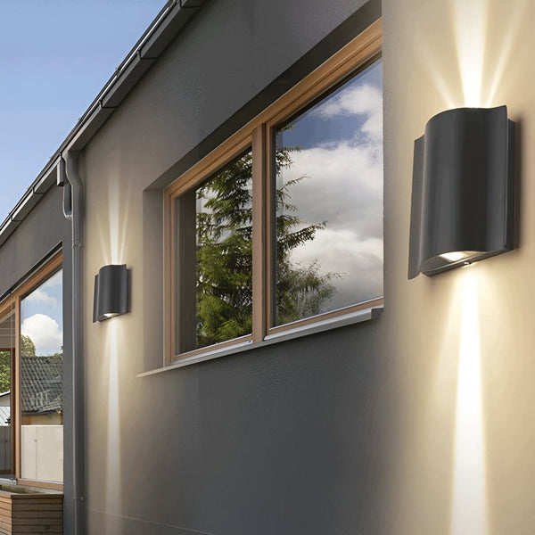 Arc Waterproof LED Wave Wall Sconces - Stylish Outdoor Up & Down Lighting for Patios & Gardens