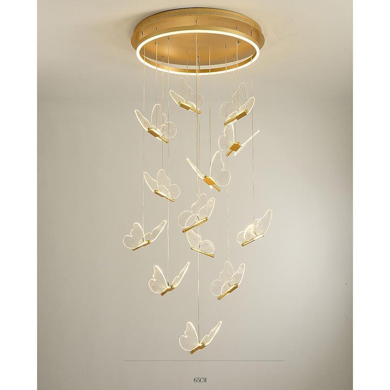 Butterfly Shaped LED Pendant Light - Acrylic & Metal Island Ceiling Fixture for Living Room