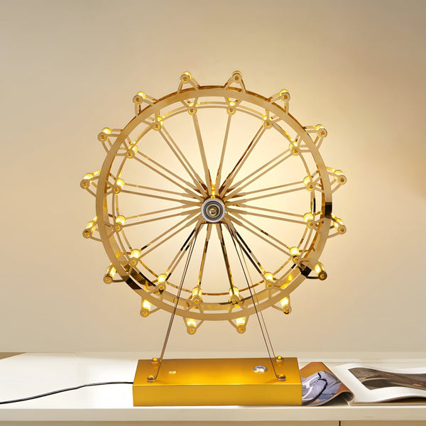 Vintage Ferris Wheel Table Lamp with Energy-Efficient Integrated LED Lighting – Unique Home Decor Accent