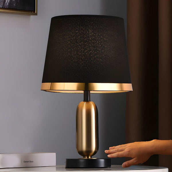 Mid-Century Modern Brass Table Lamp - Vintage White & Black Design - Elegant Home Lighting