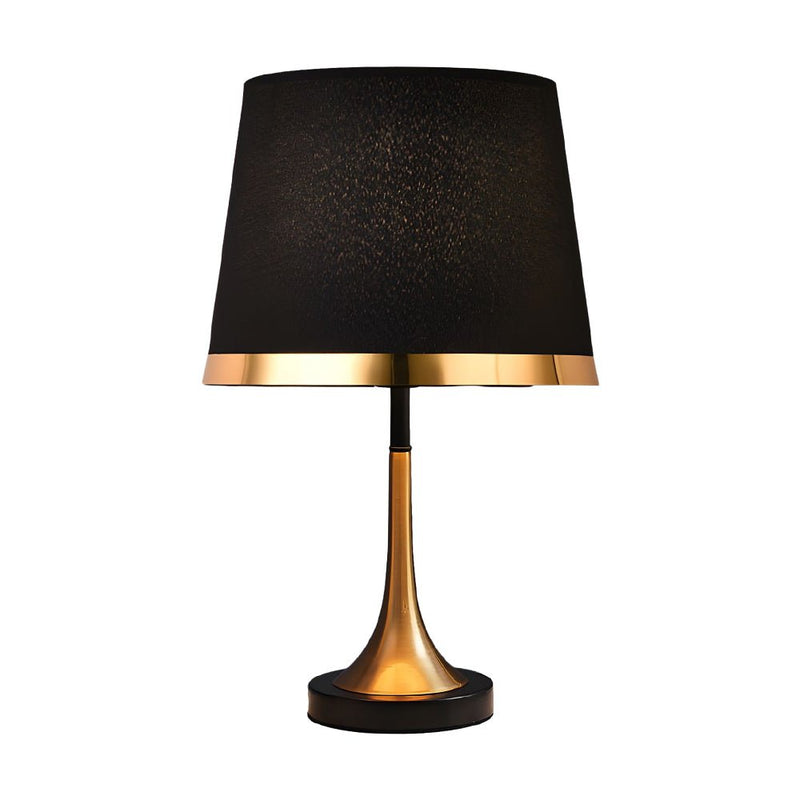 Mid-Century Modern Brass Table Lamp - Vintage White & Black Design - Elegant Home Lighting