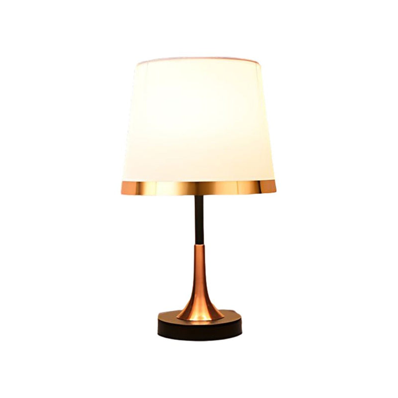 Mid-Century Modern Brass Table Lamp - Vintage White & Black Design - Elegant Home Lighting