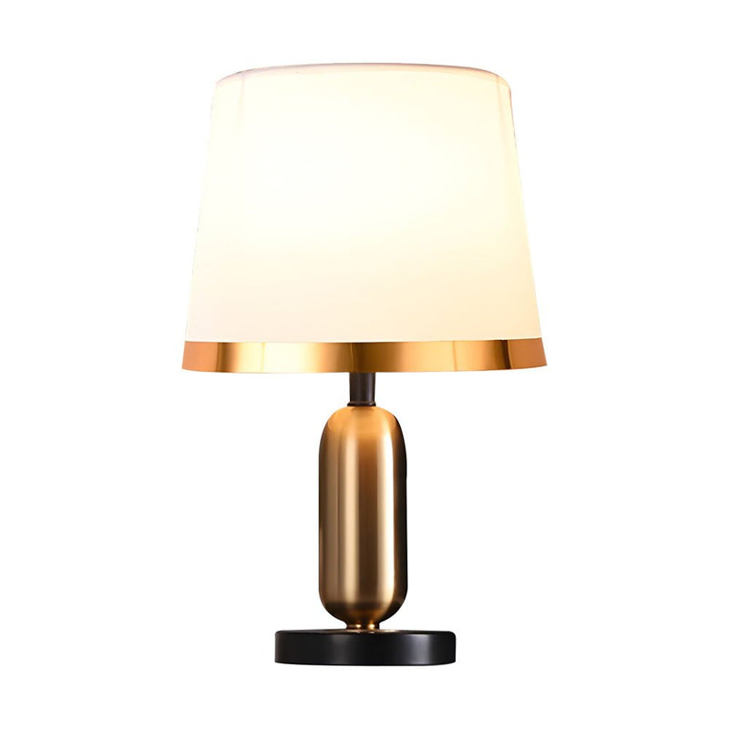 Mid-Century Modern Brass Table Lamp - Vintage White & Black Design - Elegant Home Lighting