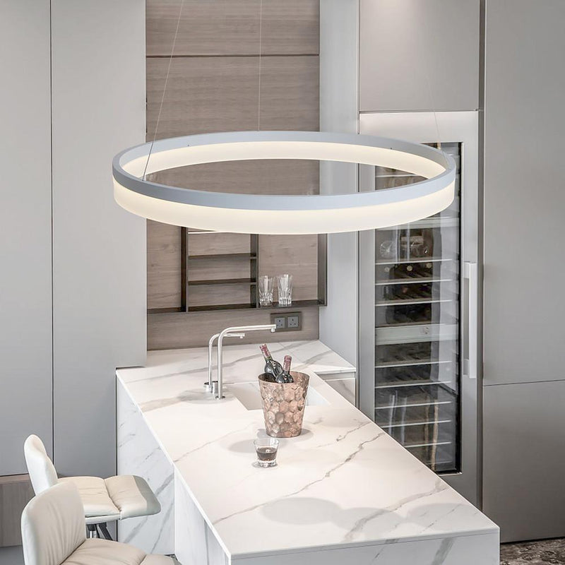 Modern Circular LED Pendant Light - Sleek Aluminum & Acrylic Ceiling Fixture for Contemporary Spaces