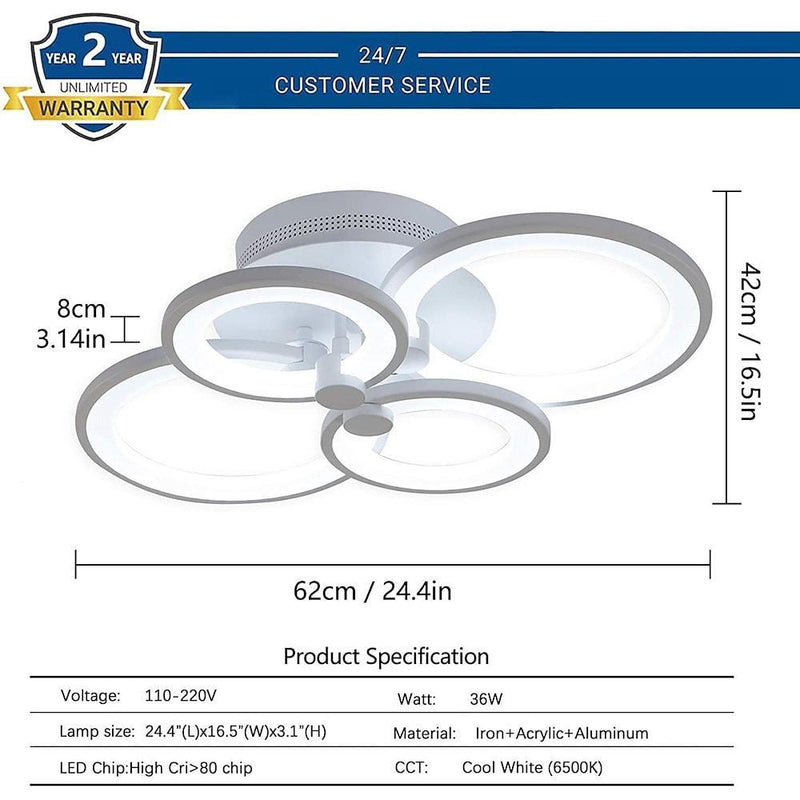 Elegant Semi Flush Mount Ceiling Light - Unique Overlapping Rings Design for Modern Home Decor