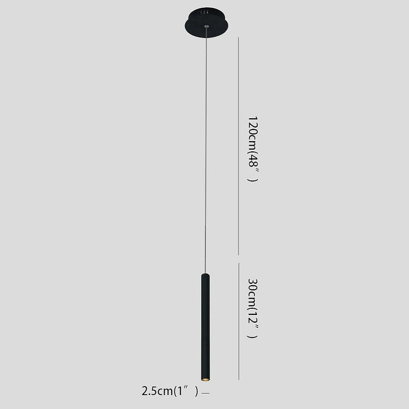 Modern Thin Stick Black Pendant Light with Integrated Downlight LED - Sleek Design for Contemporary Spaces