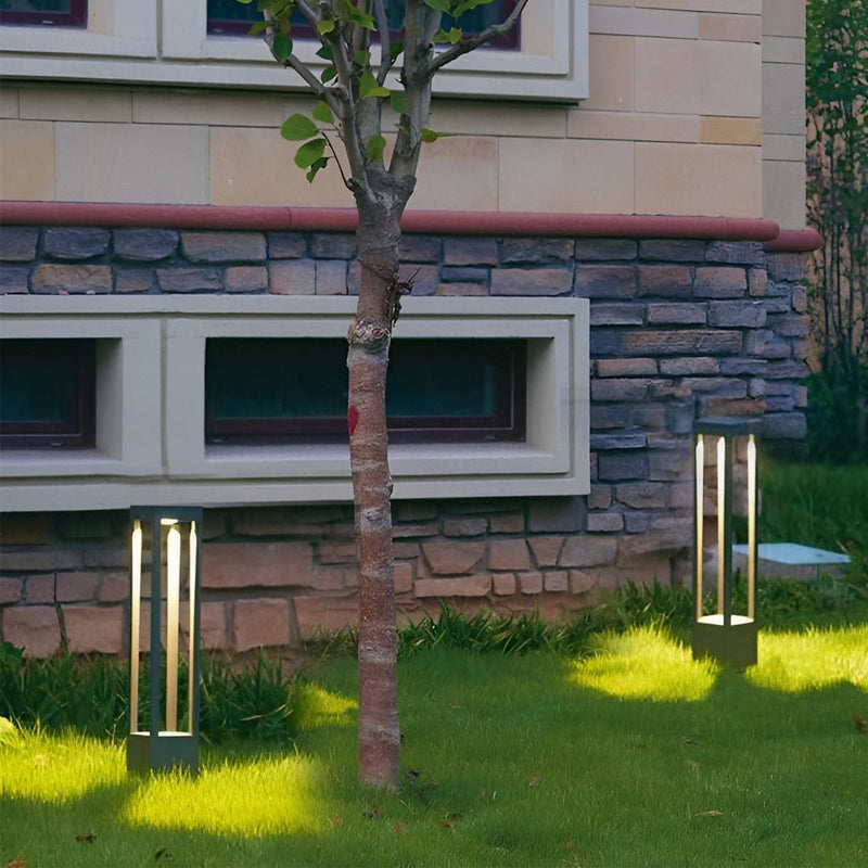 Black Aluminum 7W LED Landscape Bollard Lights - 4-Beam Outdoor Garden Lighting
