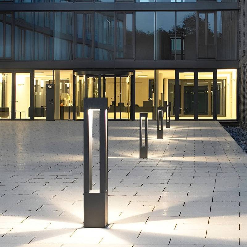 Black Aluminum 7W LED Landscape Bollard Lights - 4-Beam Outdoor Garden Lighting