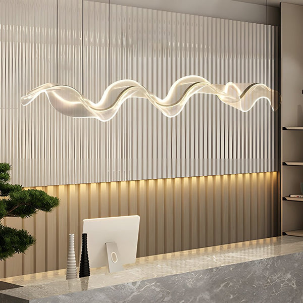 Waves Acrylic Ribbon Streamers LED Modern Chandelier with Energy-Efficient LED Strip Lighting - Stylish Home Decor
