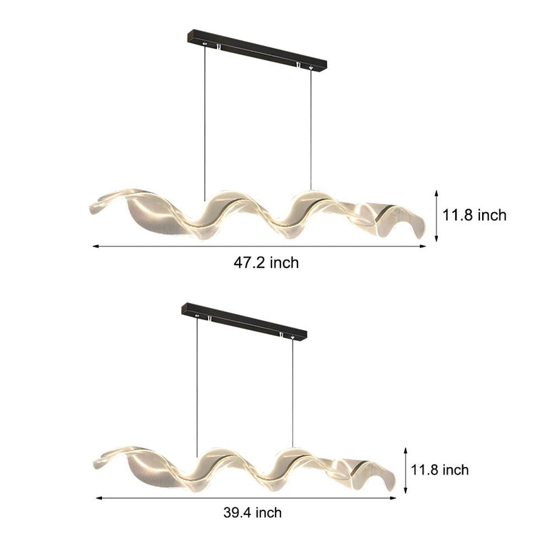 Waves Acrylic Ribbon Streamers LED Modern Chandelier with Energy-Efficient LED Strip Lighting - Stylish Home Decor