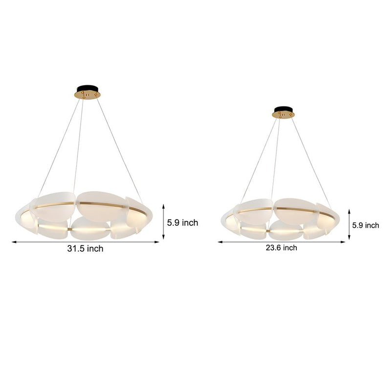 Elegant White Petal Ring Chandelier - Modern Floral Design for Living Room & Dining Room Lighting