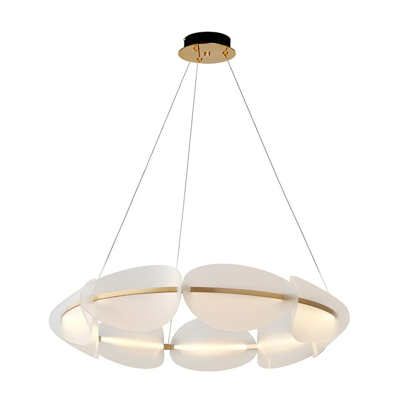 Elegant White Petal Ring Chandelier - Modern Floral Design for Living Room & Dining Room Lighting