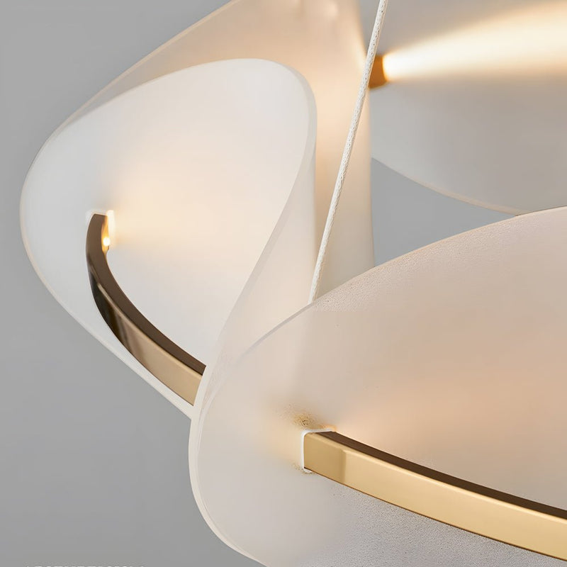 Elegant White Petal Ring Chandelier - Modern Floral Design for Living Room & Dining Room Lighting