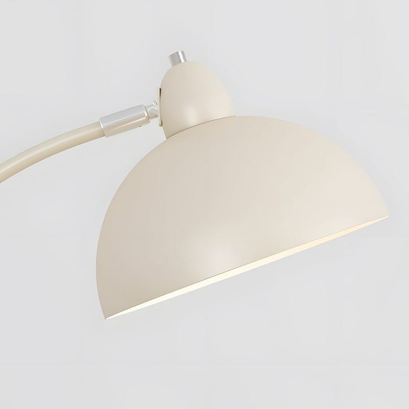 Modern White Arc Floor Lamp with Chrome Finish & Dome Shade - Elegant Task Lighting for Living Room & Office Decor