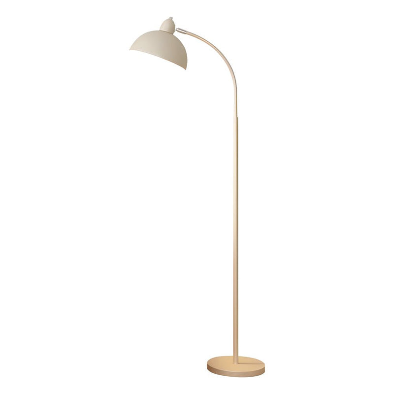 Modern White Arc Floor Lamp with Chrome Finish & Dome Shade - Elegant Task Lighting for Living Room & Office Decor