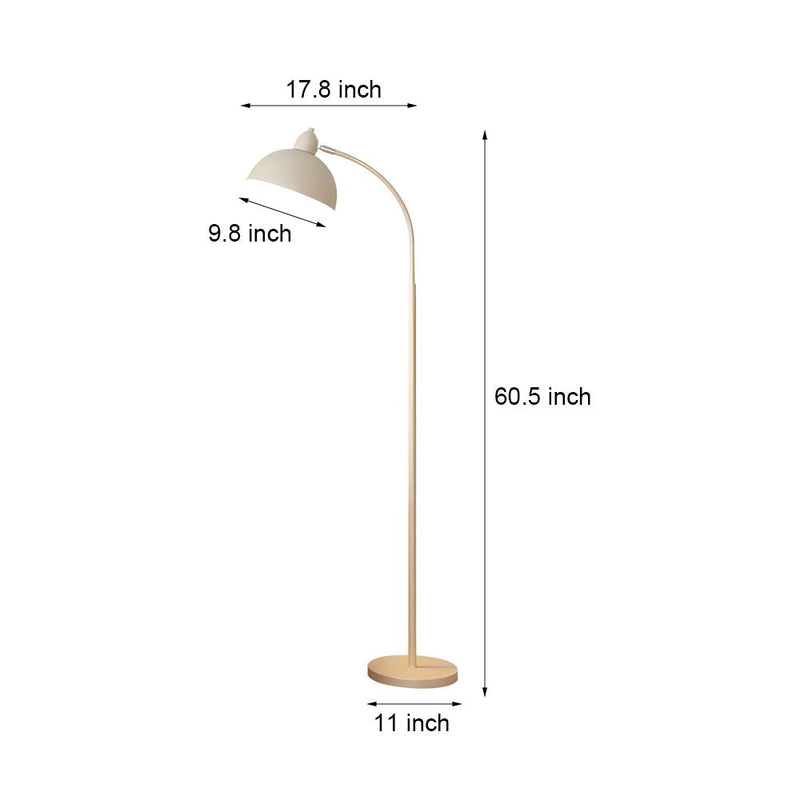 Modern White Arc Floor Lamp with Chrome Finish & Dome Shade - Elegant Task Lighting for Living Room & Office Decor