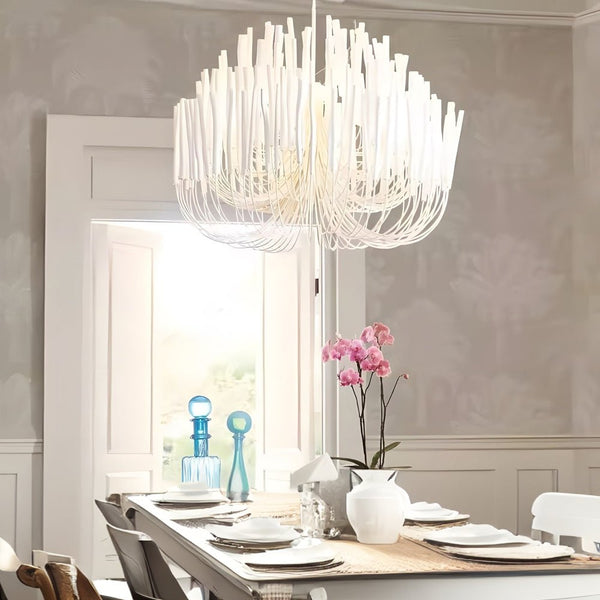 Large Whitewashed Wood Tilda Chandelier - Elegant Rustic & Modern Hanging Ceiling Light Fixture for Home Decor