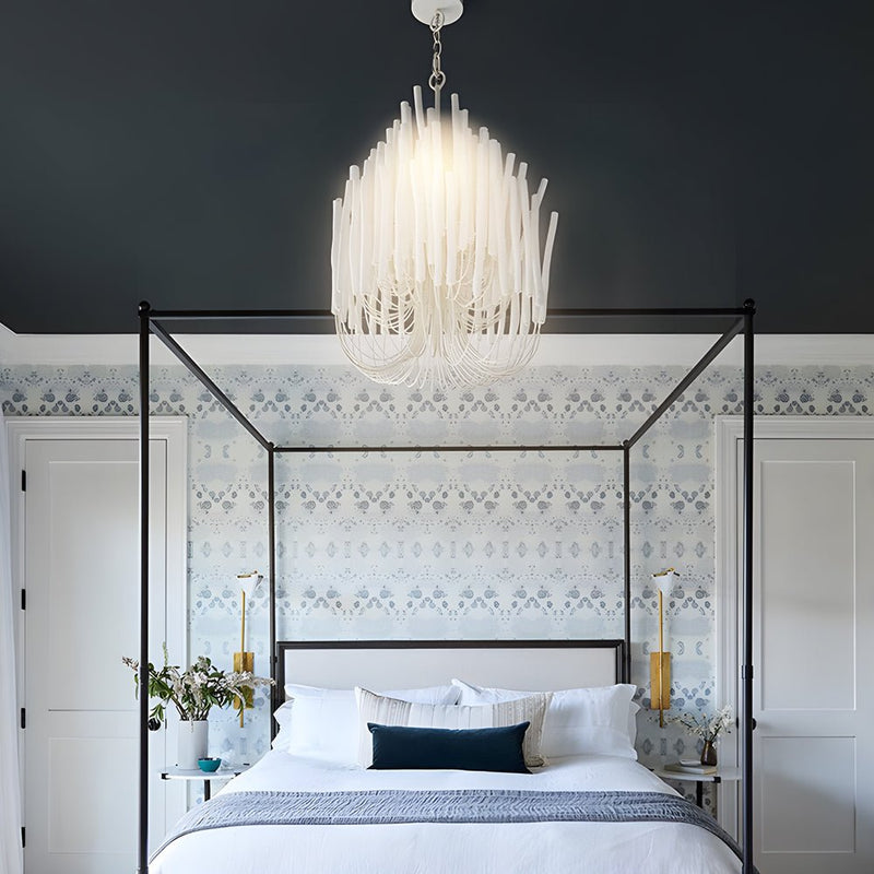 Large Whitewashed Wood Tilda Chandelier - Elegant Hanging Ceiling Light Fixture