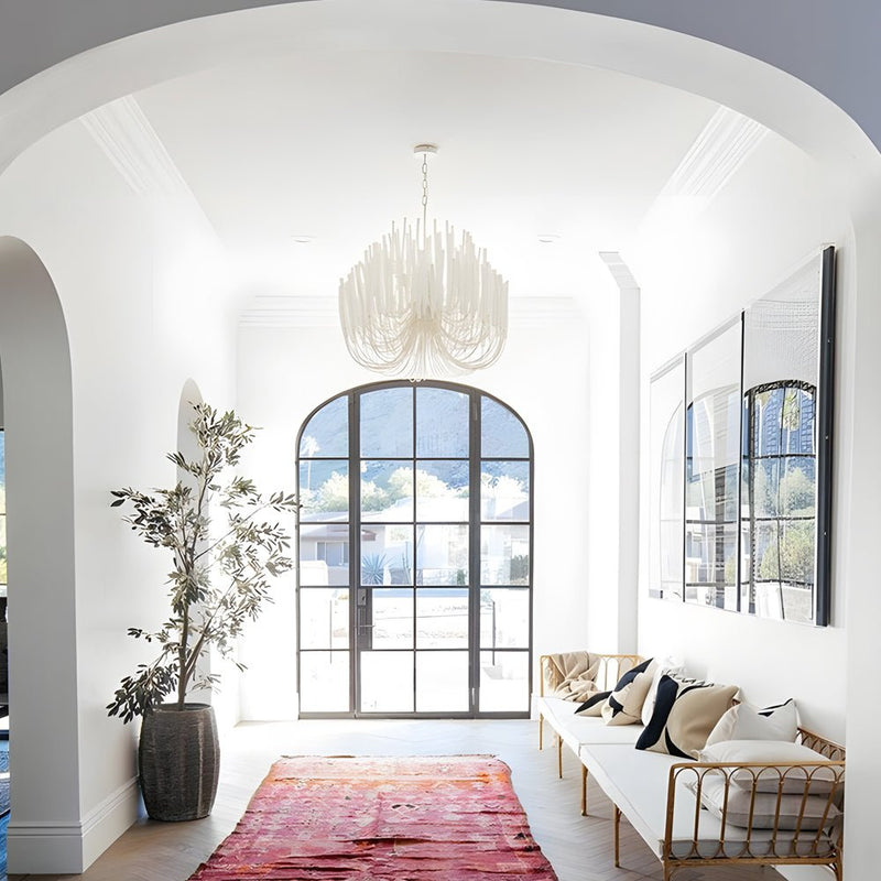 Large Whitewashed Wood Tilda Chandelier - Elegant Rustic & Modern Hanging Ceiling Light Fixture for Home Decor